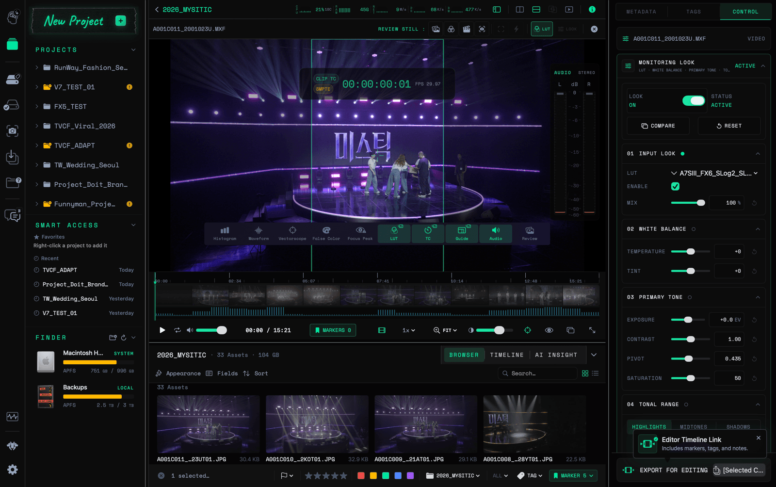 CamBrain Solo review monitor with timecode, LUT, audio, and clip controls